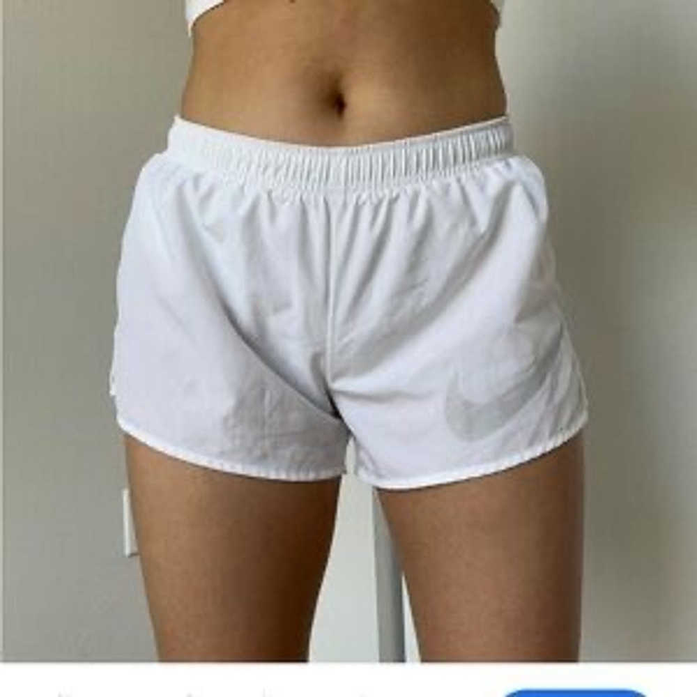 Nike Dri-Fit Athletic Shorts White Gray Medium